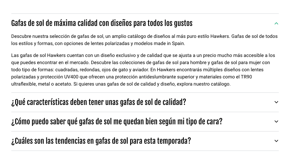 Acordeón SEO en PLP